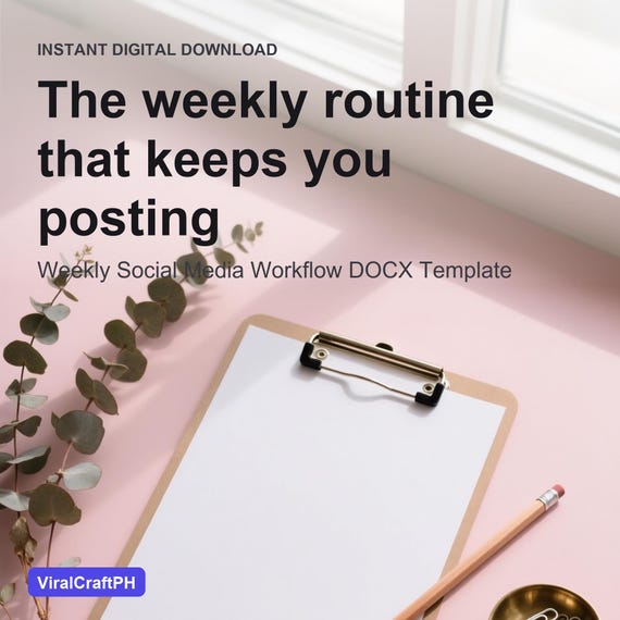 Content Planning Checklist | Weekly Social Media Workflow DOCX Template