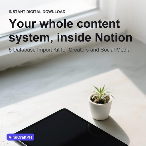 Notion Content Planner | 5 Database Import Kit for Creators and Social Media