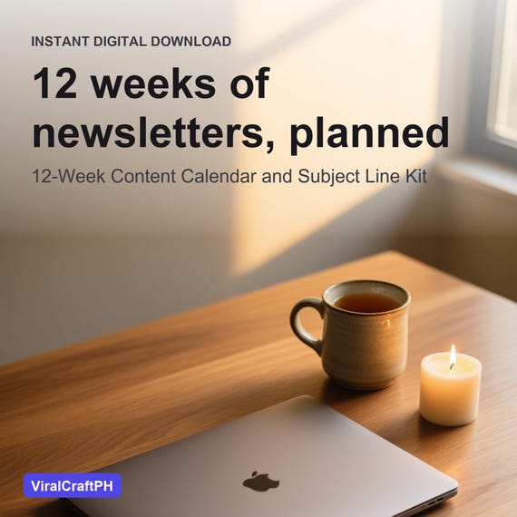 Email Newsletter Planner | 12-Week Content Calendar and Subject Line Kit